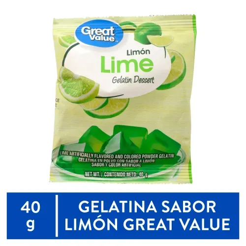 Great Value Gelatina Sabor Limon 40 Gr