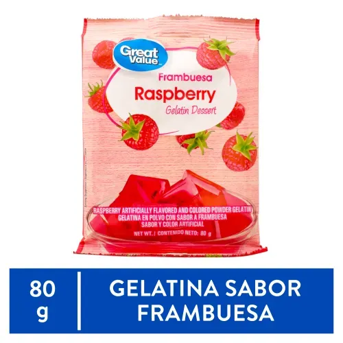 Great Value Gelatina Sabor Frambu 80 Gr