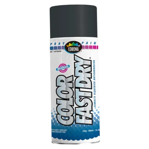 Pintura En Spray Corona Color Gris Medio De Secado Rapido Fast Dry Medium Grey - 235gr
