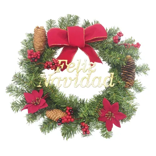 Corona Holiday Time Con Flores De Navidad