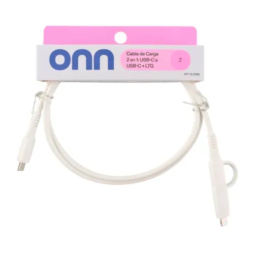 Cable Onn de Carga 2 En 1 USB-C a USB-C + LTG