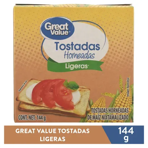 Tostadas Great Value de Maíz Ligeritas Horneadas - 144 g