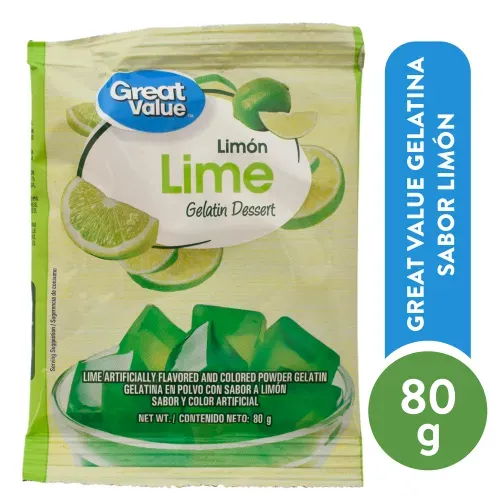 Great Value Gelatina Sabor Limon 80 Gr