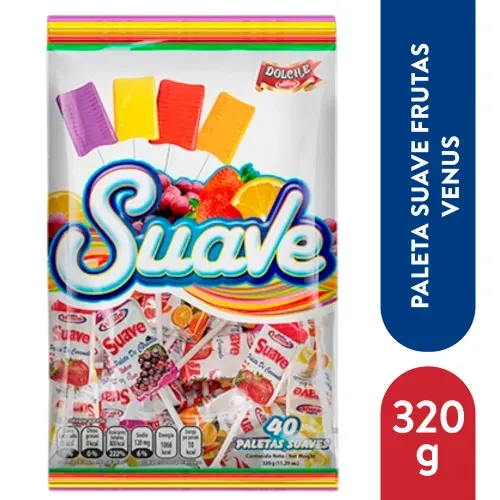 Paleta De Caramelo Venus Suave Sabor A Frutas - 320 g