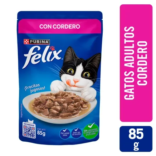 Comida húmeda para Gatos Felix cordero en salsa 85 g