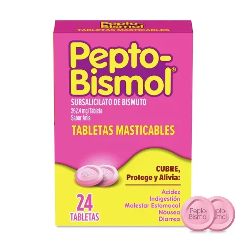 Tabletas Masticables Pepto-Bismol Sabor Original Alivio Malestar - 24 Uds