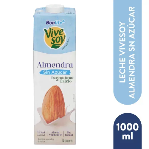 Leche de almendras Vivesoy sin azúcar -1000 ml