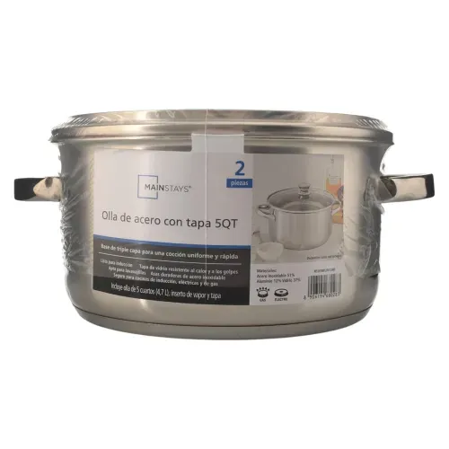 Olla De Acero Con Tapa 5qt