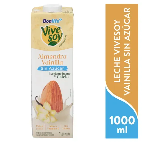 Leche de Almendra Vive Soy vainila Sin Azúcar -  1 L
