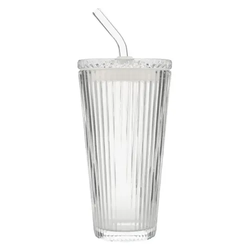 Ms Vaso De Vidrio Con Pajilla 21onz