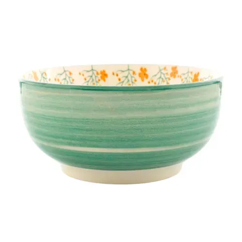 Ms Bowl De Porcelana 5floral Verde
