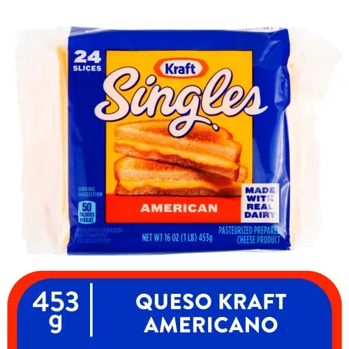 Queso Kraft Singles American 24un 453 Gr