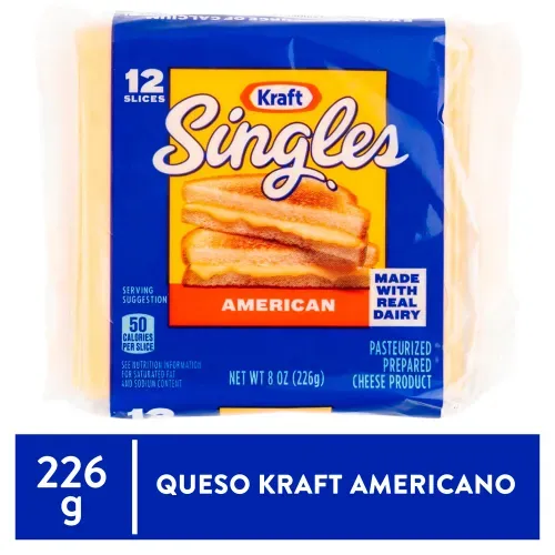 Queso Kreft tipo americano en rebanadas 12 Uds - 226 g