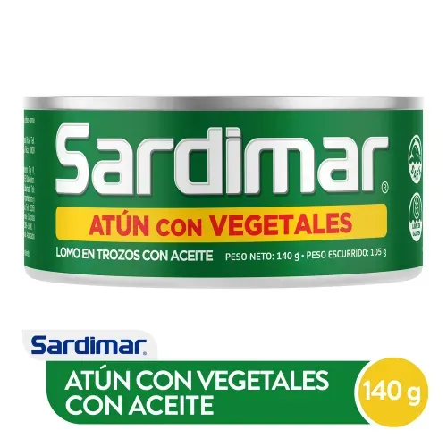 Atún Sardimar trozos en aceite de soya con vegetales - 140 g