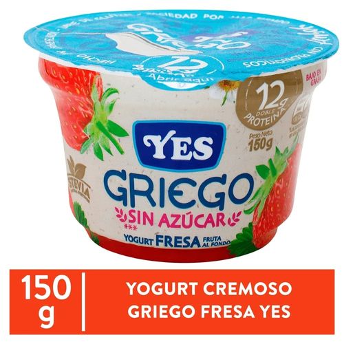 Yogurt Griego Fresa Sin Azucar Yes 150g