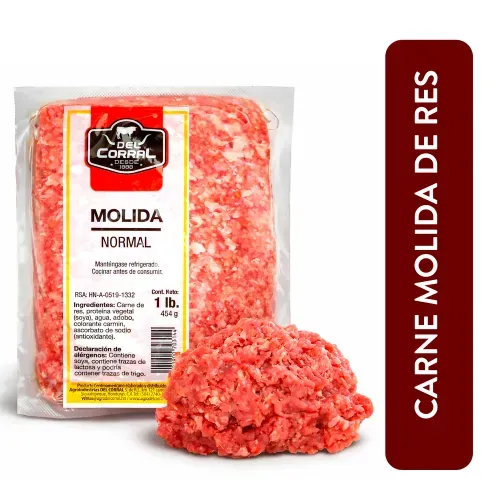 Carne Molida Res Del Corral Economica 85% Carne 15% Grasa Paquete - Precio Indicado Por Libra