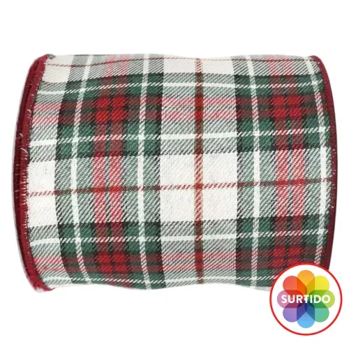 Listón Premium Holiday Time con alambre decorativo Navidad - 12.7 cm x 5 m