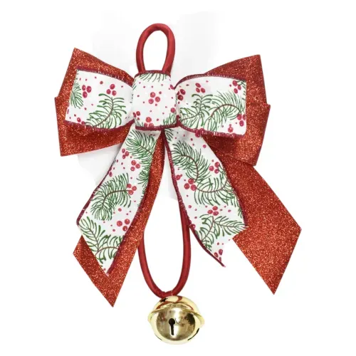 Moño Holiday Time para colgar con campana para Navidad - 20.3 x 30.4 cm