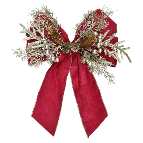 Moño Holiday Time con alambre diseño decorativo Navidad - 28 x 40 cm
