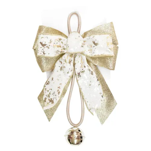 Moño Holiday Time para colgar con campana para Navidad - 20.3 x 30.4 cm