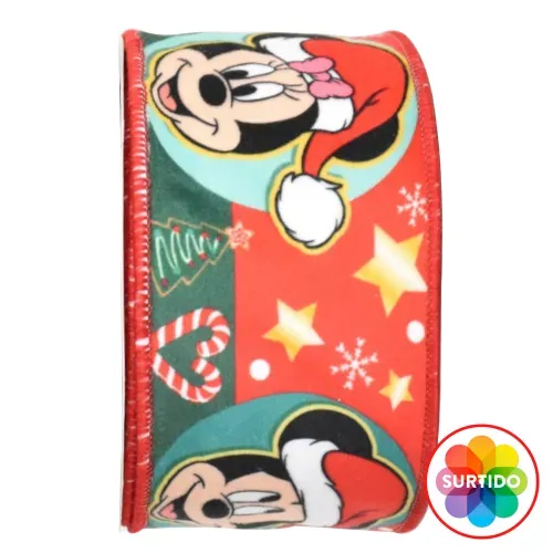Listón Disney con alambre decorativo Navidad - 6.35 cm x 5 m