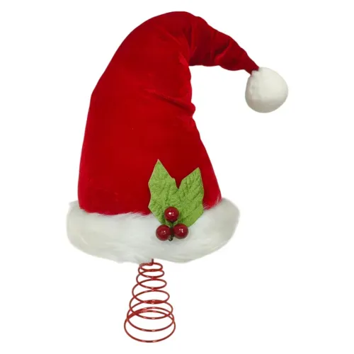 Punta Holiday Time para árbol con diseño de gorro de Navidad - 28 cm