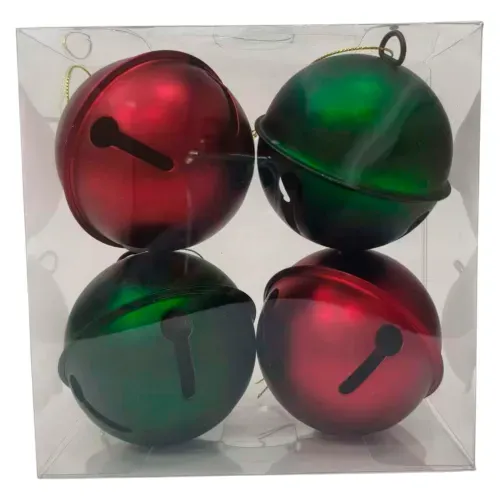 Adornos Holiday Time de campana metálica Navidad 8 cm - 4 Uds