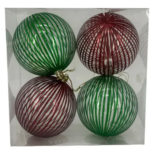 Adornos Holiday Time irrompibles decorados Navidad 10 cm - 4 Uds