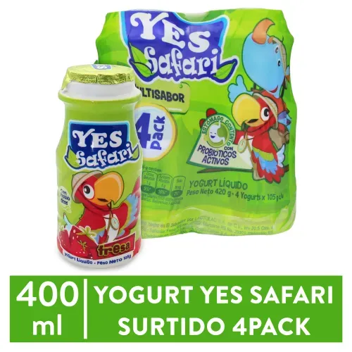 4 Pack Yogurt Yes Safari Surtido - 400ml