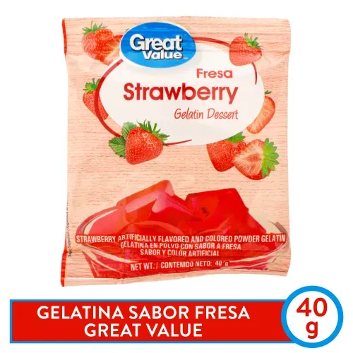 Great Value Gelatina Sabor Fresa 40 Gr