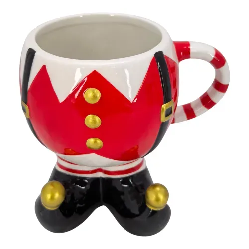 Taza de cerámica Holiday Time navideño de santa