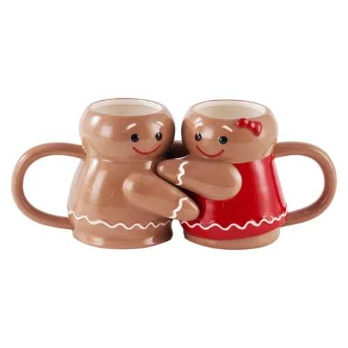 Tazas Holiday Time diseño jengibre abrazo Navidad - 2 Pzas