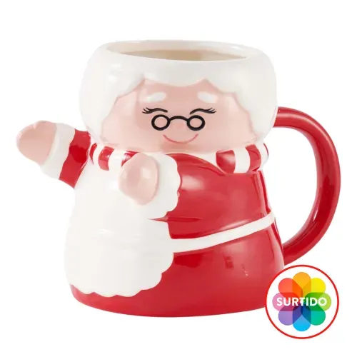 Tazas Holiday Time con diseño de Santa en abrazo Navidad - 2 Pzas