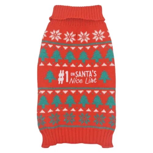 Suéter Holiday Time para perro con diseño de Santa para Navidad - Talla M