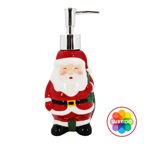 Dispensador Holiday Time de jabón para baño con reno y Santa para Navidad - 19 cm