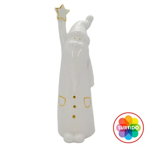 Santa Holiday Time blanco decoración Navidad - 21 cm