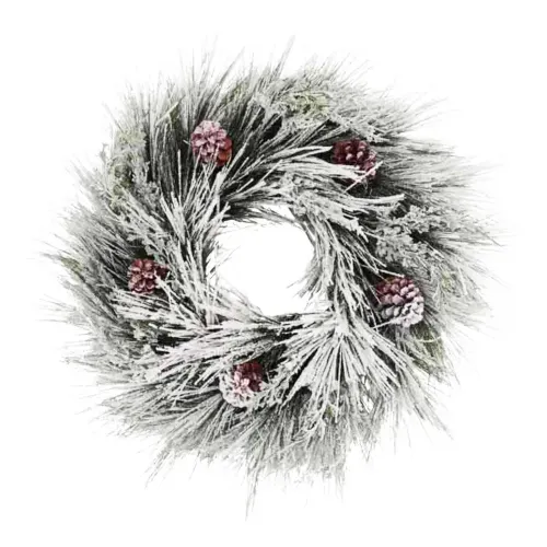Corona Holiday Time nevada con bellotas Navidad - 60 cm