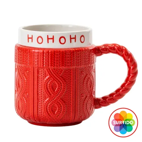 Taza Holiday Time diseño suéter surtido Navidad