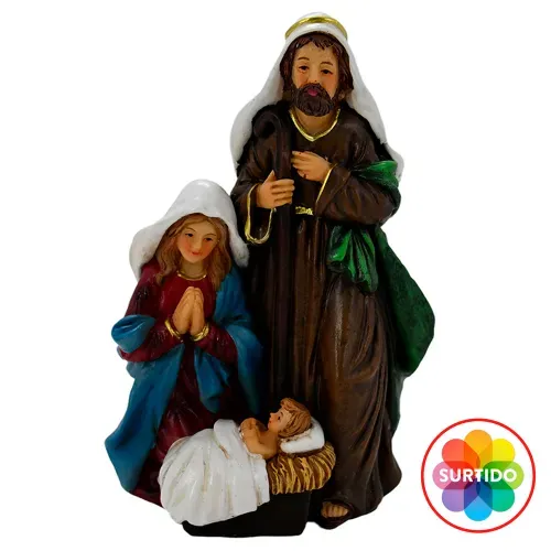 Nacimiento Holiday Time de poliresina para Navidad - 12 cm