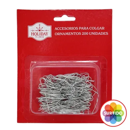Accesorios Holiday Time para colgar ornamentos de Navidad - 200 Pzas