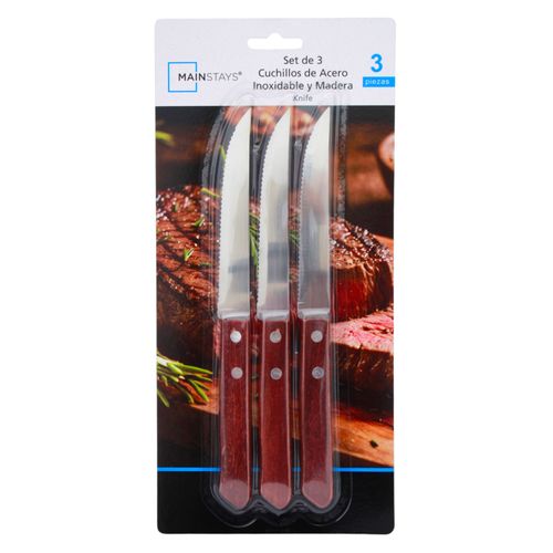 Ms Set De 3 Cuchillos De Acero Inoxidabl