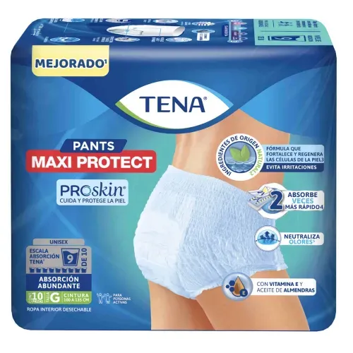 Ropa interior unisex tipo calzón Tena  Pants Maxi Protect  Absorción Abundante para tu día a día Talla G - 10 piezas