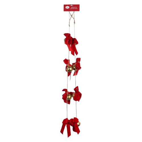 Guirnalda Holiday Time con cascabel y moño rojo Navidad - 180 cm