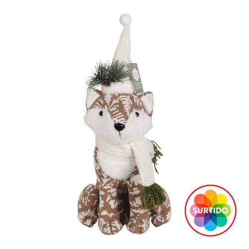 Zorro Holiday Time de peluche decorativo para Navidad - 20 cm