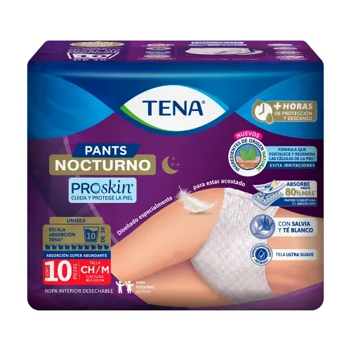 Ropa interior tipo calzón unisex Tena Pants Nocturno Absorción Abundante Talla Chico Medio - 10 piezas