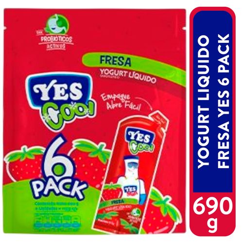 6 Pack Yogurt Yes Cool Fresa - 115 g