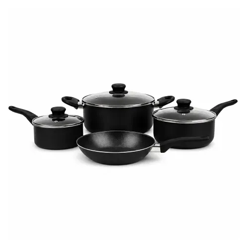 Set de Ollas Mainstays De Cocina Color Negra - 7 Piezas