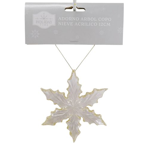 Adorno Holiday Time para árbol copo de nieve acrílico Navidad - 12 cm