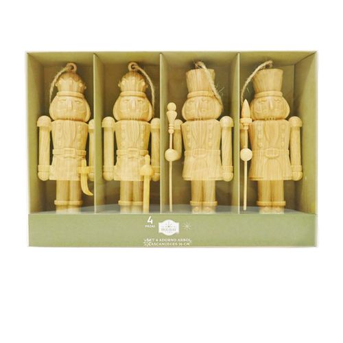 Adornos Holiday Time para árbol con cascanueces de Navidad 16 cm - 4 Pzas