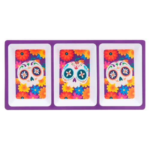 Bandeja Way To Celebrate Catrina 3 divisiones de melamina Halloween - 30 cm